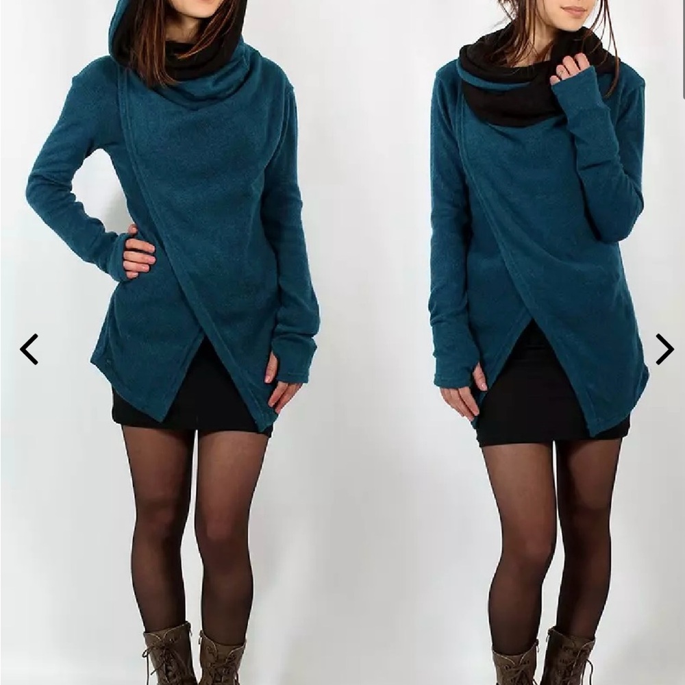 Teal Cowl Neck Sweater